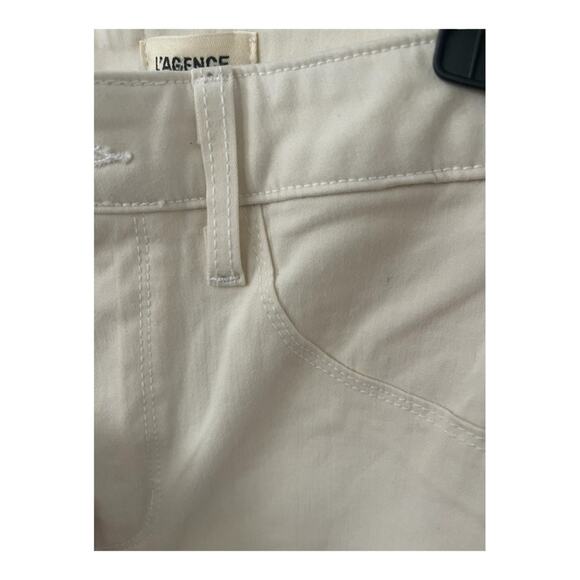 L'Agence Bootcut Pants Mid Rise Flare Leg Cotton Stretch 5-Pockets Ivory Size 25 - Picture 9 of 12